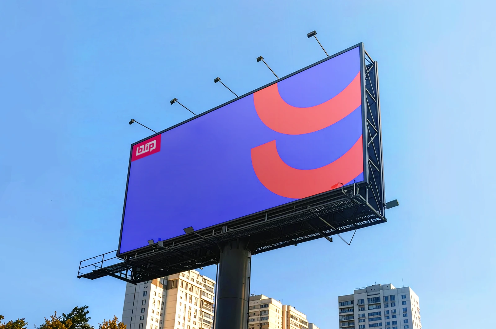 Blip-branded digital billboard against a city skyline