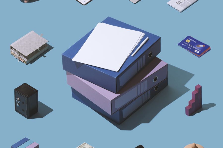 Stack of files on desk