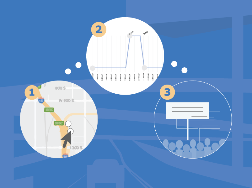 Blue circular marketing process infographic