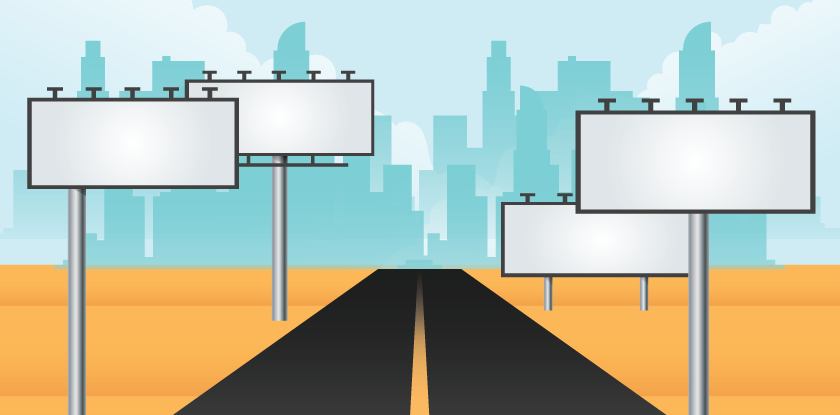 Roadside billboards with empty ad space illustration