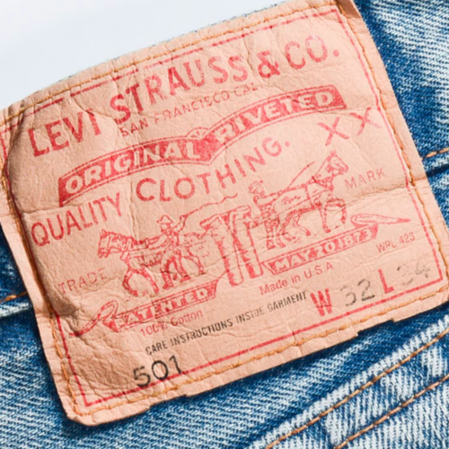 Levi’s jeans leather patch close-up