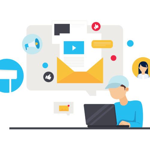 Digital marketing and email icons illustration