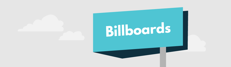 Blue billboard graphic placeholder