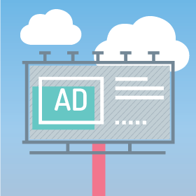 Cloud and billboard AD icon illustration