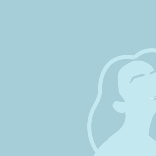Minimal line-art woman’s face on pale blue
