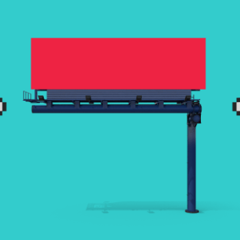 Blank red billboard on teal pole illustration