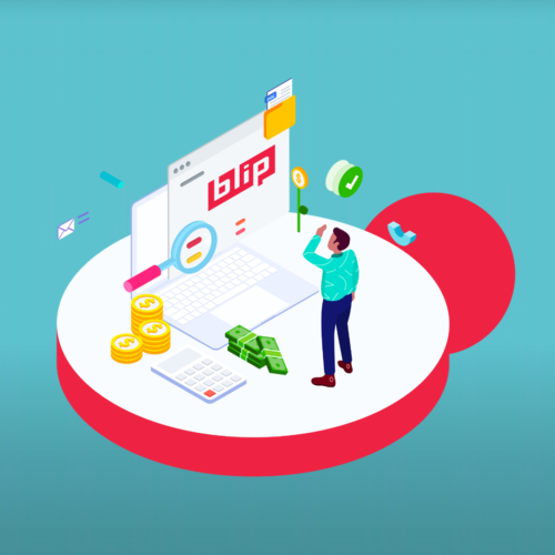 Smartphone ad platform illustration with coins and charts