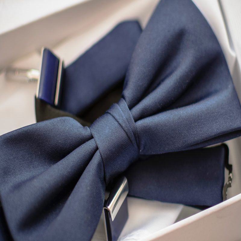 Blue bow tie close-up