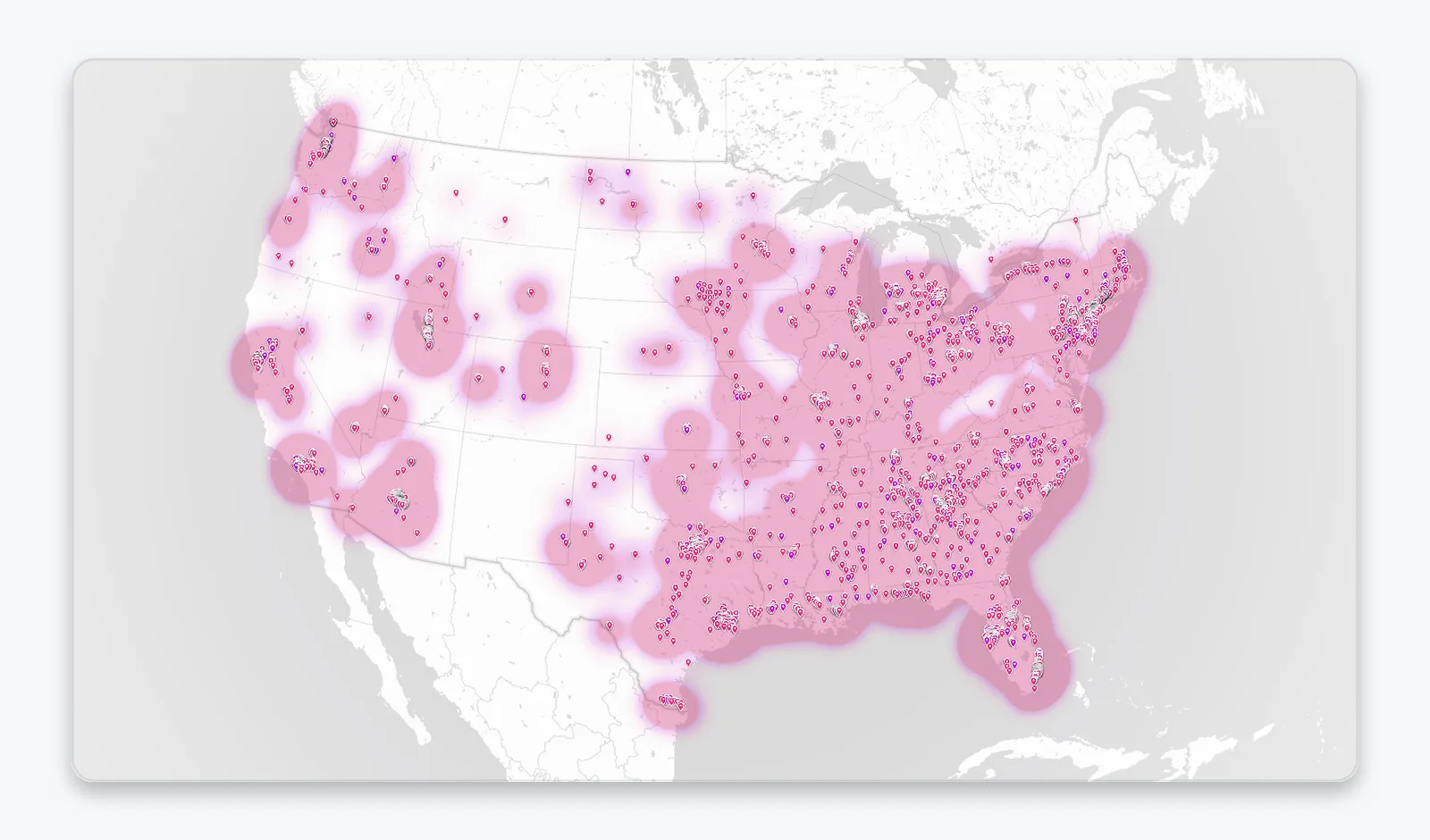 Map of Blip digital billboard locations across the United States
