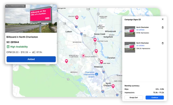 Location targeting interface for choosing billboard markets