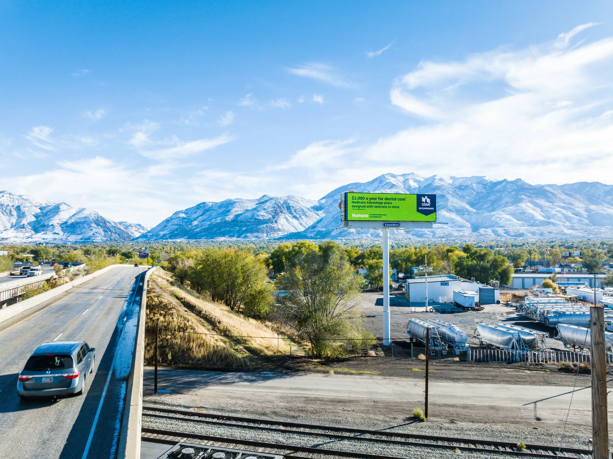 Digital billboard on a roadside